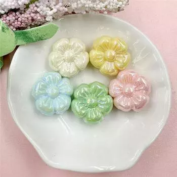 Для изготовления браслета и серег 19,5 мм УФ-покрытие с покрытием DIY ювелирные аксессуары сливовые цветочные бусины материалы акриловые свободные бусины 5 шт. ювелирные изделия фиолетовый