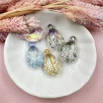 Для изготовления браслетов и ожерелий DIY Ювелирные аксессуары Акрил 5 шт. Брелок Мода Шампанское Роза Свободные бусины 13*24 мм Серьги Аксессуары фиолетовый