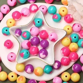 для изготовления браслетов Ожерелье ручной работы Серьги Сердце Любовь Акриловые Двусторонние 10 шт. 16 мм DIY Ювелирные аксессуары Сплошной цвет Модные круглые бусины фиолетовый