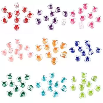 Для изготовления браслетов, сережек, ювелирных изделий своими руками, аксессуары, сердце, двусторонние капли масла, модные прозрачные свободные бусины, 10 шт., креативные подвески, акрил красный