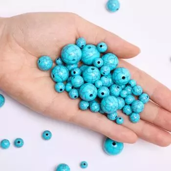 Для изготовления искусственных ювелирных изделий 6-16 мм 50-5 шт. круглые свободные бусины с имитацией камня бирюза DIY аксессуары браслет ожерелье 6mm