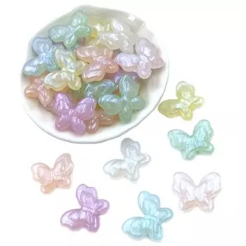 для изготовления ожерелья и сережек, креативные акриловые 10 шт., модные флуоресцентные бабочки, свободные бусины, свободные бусины, сделай сам, ювелирные аксессуары, аксессуары светло-зеленый