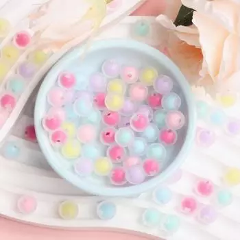 Для изготовления сережек-браслетов круглые свободные бусины DIY ювелирные аксессуары модные матовые 10 мм сердечник 100 шт. сэндвич для дома 100Pcs разноцветный