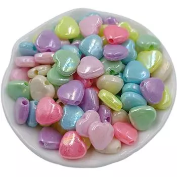 для изготовления ювелирных изделий Акриловые бусины Конфетные разноцветные бусины AB цвета Свободные круглые бусины Модные ювелирные аксессуары Бусины Акриловые аксессуары Flat Heart