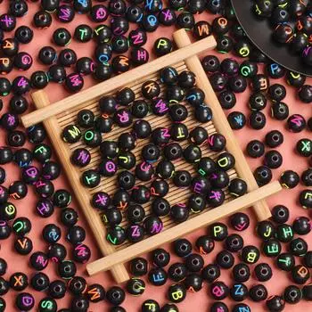 Для изготовления ювелирных изделий ручной работы DIY браслет бусины с алфавитом бусины с буквами 7,5 мм DIY свободная бусина-разделитель круглые акриловые подарки 20 шт. White Black