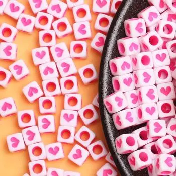 Для изготовления ювелирных изделий свободные бусины 6 мм, браслет, ожерелье, аксессуары, кубические бусины в форме сердца, акриловые «сделай сам», 40 шт.