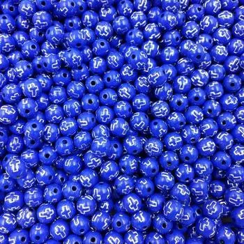 Для изготовления ювелирных изделий своими руками, блестящие акриловые разделительные бусины 100 шт. 8 мм, ожерелье, браслет, оптовая продажа, крестообразные бусины