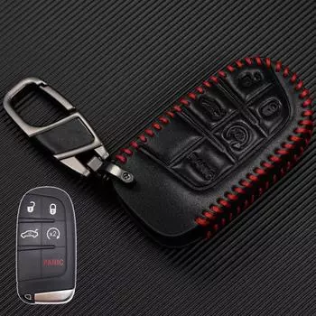 Для Jeep Cherokee Grand Cherokee Renegade Compass 2019 5 кнопок кожаный чехол для дистанционного ключа держатель кольцо для ключей из цинкового сплава чёрный