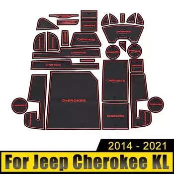 Для Jeep Cherokee KL 2014 2015 2016 2017 2018 2019 2020 2024 Накладки на прорези для ворот автомобиля Наклейки на подушки для чашек Нескользящие коврики Аксессуары красный