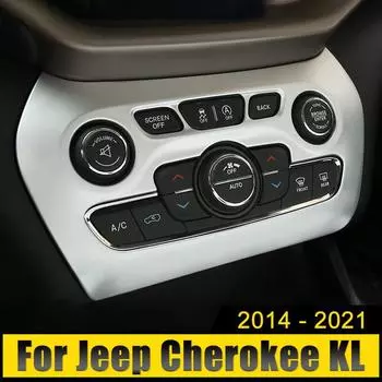 Для Jeep Cherokee KL 2014 2015 2016 2017 2018 2019 2020 2024 Автомобильный центральный пульт управления кондиционером Ручка переключателя Рамка отделки Крышка серебряный