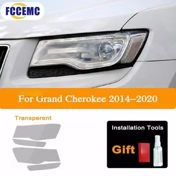 Для Jeep Grand Cherokee WK2 2014-2020Автомобильная защитная тонировочная пленка для фар Дымчато-черная прозрачная TPUЗащитная наклейка для украшения прозрачный