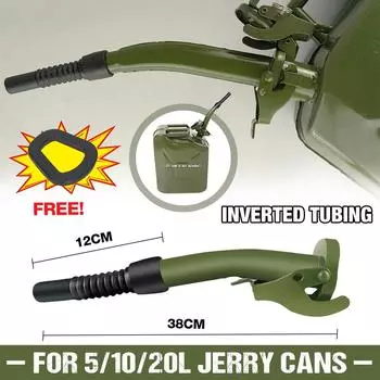 Для канистр 5/10/20 литров, металлическая резиновая канистра, канистра для заливки, гибкая насадка, уплотнитель для бензина, топлива, 38 см + уплотнительная прокладка зелёный