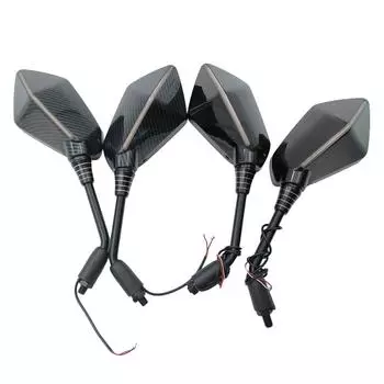 Для Kawasaki NINJA Z750 Z800 Z900 Z1000 650R ER6N ER6F ER5 зеркало заднего вида 10 мм боковое зеркало для мотоцикла со светодиодной подсветкой