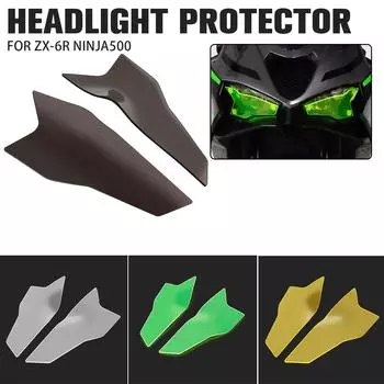 Для Kawasaki ZX-6R ZX 6R ZX6R Ninja 500 Z500 2025 2025 Передняя фара Защитная крышка фары Защитная акриловая решетка Линза экрана чёрный