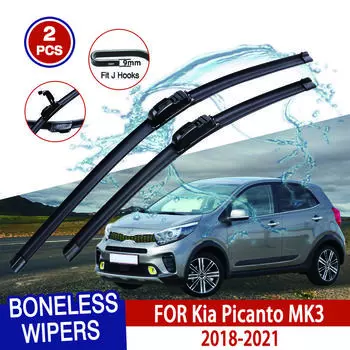 Для Kia Picanto MK3 2018-2021 автомобильный стеклоочиститель U-образный мягкий резиновый бескаркасный без кронштейна автомобильные дворники 24 +14