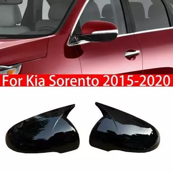 Для Kia Sorento 2015-автомобильное боковое зеркало заднего вида, крышка крыла, внешняя дверь, чехол заднего вида, накладка, наклейка из углеродного волокна, черный Gloss Black