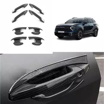 Для Kia Sportage NQ5 углеродное волокно, боковая ручка двери, крышка, дверная чаша, накладка, протектор, наклейка, аксессуары ABS carbonfiber A