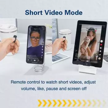 Для Kindle Page Turner TikTok Кольцо прокрутки Удаленный фотокликер iPhone Дистанционное управление камерой D07 Pro with 2 page turner белый