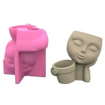 Для креативного человеческого лица для куклы силиконовая форма сочный цветочный горшок глиняная цементная штукатурка формы для дома и сада цветы s
