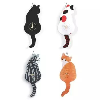 для креативных настенных часов Naughty для кошек Wag Tail Clocks Quiet Swinging Clock для дома, спальни, гостиной, украшения для детей X3UC оранжевый