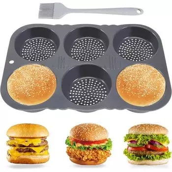 Для круглой силиконовой формы для гамбургеров 10 см для булочек, гамбургеров и кексов Силиконовые кисточки, кухонные принадлежности для приготовления пищи включены