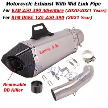 Для KTM DUKE 125 250 390 ADV Adventure 2020 2021 мотоцикл выхлопная труба Escape модифицированный глушитель с крышкой средняя труба DB Killer Type A