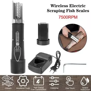 Для кухни, дома, рыбалки, очистки, легкого устройства для чистки рыбы, зарядного устройства, 125 Вт, ножа для морепродуктов, водонепроницаемого очистителя, инструмента, электрического скребка для чистки рыбьей чешуи Black