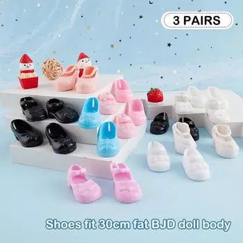 Для кукол 1/6 BJD диаметром 30 см, различные цвета, туфли принцессы на плоской подошве, 3 пары