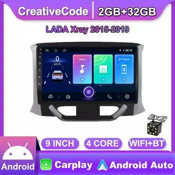 Для LADA Xray 2015-2019 автомобильный радиоприемник, беспроводной Carplay, автомобильный мультимедийный плеер, интеллектуальная система Android, WIFI, GPS-навигация, 2 + 32 ГБ 1+16GB