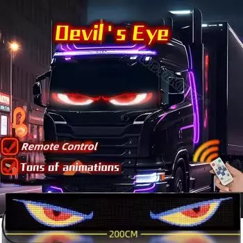 Для лобового стекла автомобиля грузовика Devil\ s Eye Truck Светодиодный знак Анимация Светодиодная матрица Пиксельная панель Пульт дистанционного управления прокрутка Светодиодный дисплей Свет хань синий