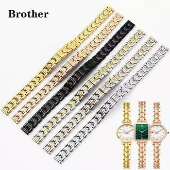 Для Lolarose Small Green Watchbands для DW Juli Elle для Armani Fine steel Watch Strap Female Universal Watch chain 8mm10mm 12mm 8mm