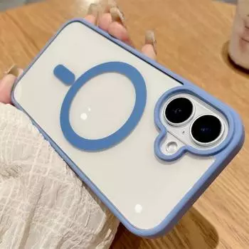 Для магнитного беспроводного зарядного чехла Magsafe для iPhone 16 15 14 13 12 11 Pro Max Mini X Xs XR 7 8 Plus прозрачный ударопрочный жесткий акриловый прозрачный чехол For iPhone 16 белый