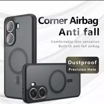 Для Magsafe Для Xiaomi POCO X7 Pro X7Pro Противоударный чехол с защитой от падений TPU PC, магнитный противоударный матовый жесткий чехол для ПК для Redmi Turbo 4 Redmi Note 14 Pro+ POCO X7 Pro чёрный