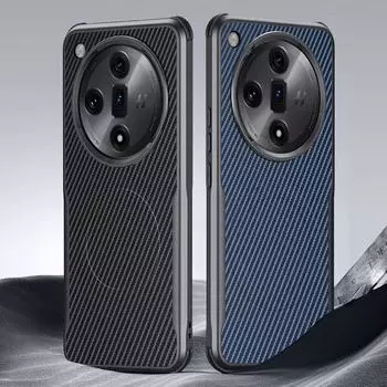 Для Magsafe Kevlar Fiber Magnetic Phone Case для Oppo Find X7 Ultra Wireless Charging Magsafe противоударный чехол для OPPO Find X7 Ultra Phone Cover Find X7 Ultra чёрный