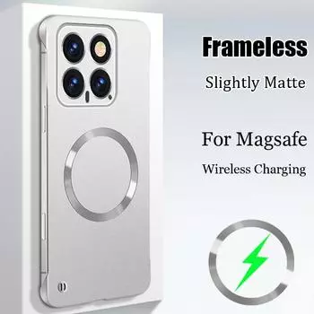 Для Magsafe Magnetic Frameless Matte Case для Redmi Note 14 Pro Plus Wireless Charging Magsafe Borderless Tough Cover для Redmi K70 Ultra K60 Pro Redmi Note 14 Pro Plus чёрный