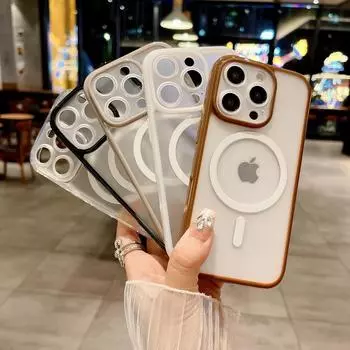 Для Magsafe Magnetic Wireless Charge Case для iPhone 16 Plus 15 Pro Max 14 Pro Прозрачный противоударный матовый прозрачный мягкий чехол iPhone 16 серый