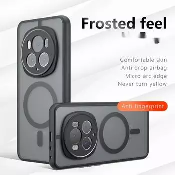 Для Magsafe Magnetic Wireless Charger Matte Case для Huawei Honor Magic6 Magic 6 Pro 5G Противоударный акриловый полный чехол Защитный жесткий задний чехол magici 6 pro чёрный