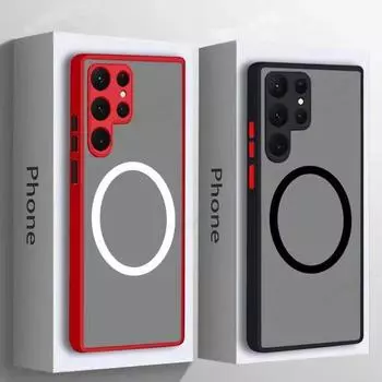 Для Magsafe Магнитный чехол для телефона Samsung Galaxy S24 S23 S22 S21 Ultra Plus S20 FE Funda для Samsung Note 20 Ultra Samsung Note 20 Ultra чёрный