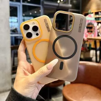 Для Magsafe Магнитный Матовый Прозрачный Чехол Для Телефона iPhone 16 15 Pro 14 Plus 13 12 Pro Max 11 Ударопрочный Защита Линзы Карамельный Цвет Жесткий Чехол Для ПК iPhone 16 чёрный