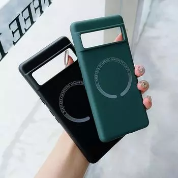 Для Magsafe Магнитный жидкий силиконовый чехол для телефона Google Pixel 9 8 8A 7 7A Pro 6 6A матовый противоударный мягкий чехол For Pixel 9 темно-синий