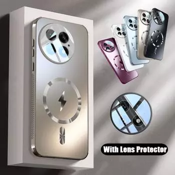 для Magsafe Matte Frosted Case OnePlus 13 Hard Shockproof Lens Protector Phone Cover для Oneplus 12 12 ACE 5 Wireless Charging Shell Oneplus 13 золотой