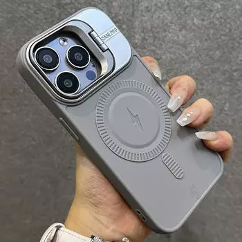 Для Magsafe Matte Magnetic Stand Phone Case для iPhone 15 14 13 12 11 Pro Max Plus Мягкий силиконовый держатель объектива камеры Cover Funda For iPhone 14 Pro синий