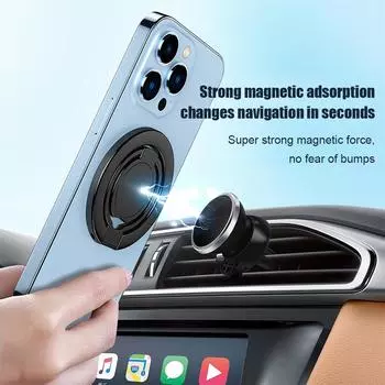 Для MagSafe Портативный держатель для телефона Автомобильный интерьерный гальванизированный металлический складной держатель для мобильного телефона Аксессуары для iPhone чёрный