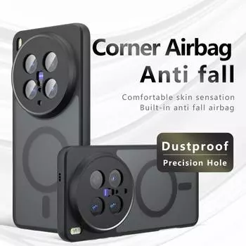 Для Magsafe противоударный матовый чехол для VIVO X200 Ultra беспроводная зарядка магнитный жесткий чехол для VIVO X200 Ultra бампер Shell vivo X200 Ultra чёрный