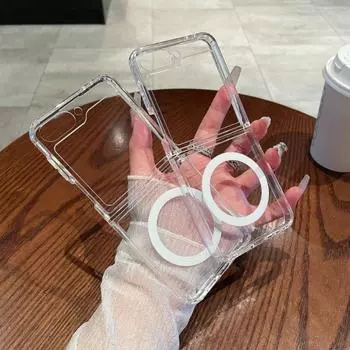 Для MagSafe прозрачный чехол для телефона Samsung Galaxy Z Flip 6 5 4 3 Flip6 Flip5 Flip4 Flip3 5G прозрачный защитный чехол от падения Galaxy Z Flip6 прозрачный