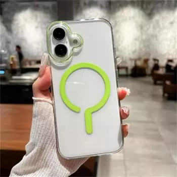 для Magsafe Прозрачный жесткий чехол для ПК для iPhone 16 15 14 13 12 Pro Max Plus Магнитная беспроводная зарядка Прозрачный сверхтонкий чехол iPhone 16 Pro Max белый