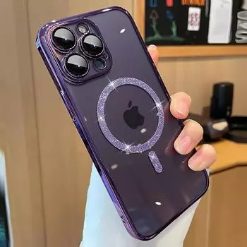 Для Magsafe с беспроводной зарядкой, роскошный жесткий чехол для ПК для Iphone 12 13 14 Pro Max Plus с защитой объектива, магнитный прозрачный чехол for iphone14Plus(6.7 ) прозрачный