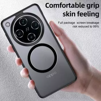 для Magsafe ударопрочный акриловый чехол для OPPO Find X8 Pro Find X7 Ultra матовый прозрачный беспроводной зарядный чехол задняя крышка Shell без желтизны For Find X8 Pro чёрный