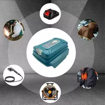 Для Makita 18 В BL1840 BL1850 с двойным USB-адаптером для быстрой зарядки литий-ионного аккумулятора, портативный портативный источник питания, светодиодный светильник синий