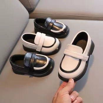 Для маленьких девочек, детей, весна-осень, красивые женские повседневные универсальные туфли в британском стиле, простой дизайн, износостойкая нескользящая кожаная обувь 26